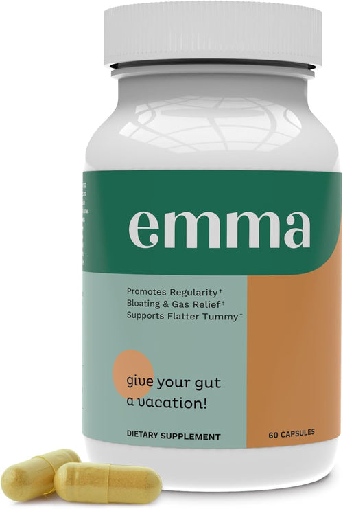Emma Gut Health Gas and Bloating Relief, Constipation 60 Capsules - Clearance Sale